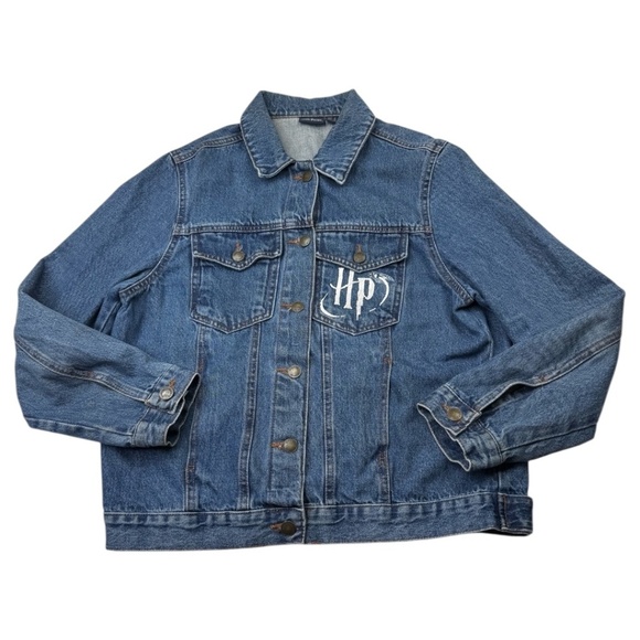 Harry Potter Hogwarts Denim Jean Jacket Size 10 - Picture 1 of 11
